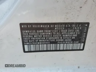 2021 Volkswagen Jetta S with VIN 3VWC57BUXMM009456, listed as a Copart auction lot 60507945 with 47,800 mi miles and Salvage title. Bid and sale history available at DreamBid. Image 13.