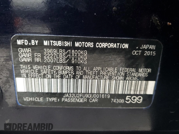 2016 Mitsubishi Lancer ES with VIN JA32U2FU9GU001619, listed as a Copart auction lot 64511694 with 95,057 mi miles and Clean Title. Bid and sale history available at DreamBid. Image 13.