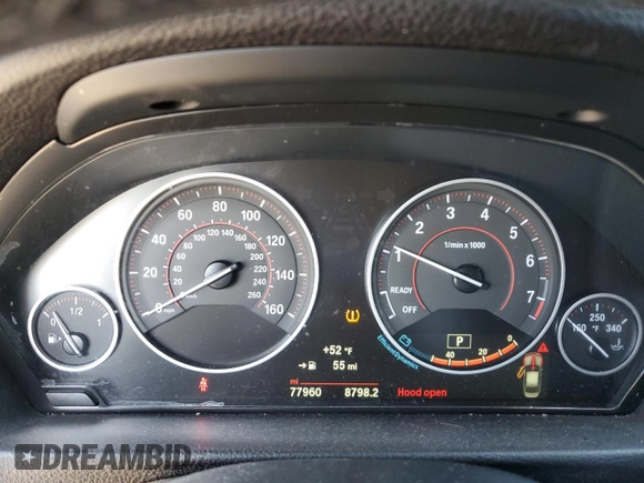 2016 BMW 3 Series 328i with VIN WBA8E9C52GK647432, listed as a Copart auction lot 48344095 with 77,960 mi miles and Salvage Title. Bid and sale history available at DreamBid. Image 9.