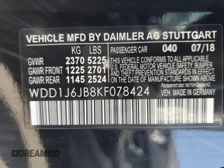 2019 Mercedes-Benz E-Class E 450 with VIN WDD1J6JB8KF078424, listed as a Copart auction lot 68095294 with 37,941 mi miles and Salvage Title. Bid and sale history available at carsss.com. Image 12.