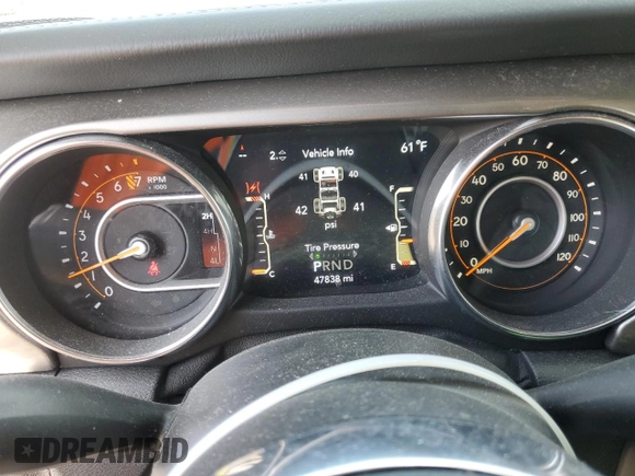 2020 Jeep Wrangler Unlimited Sahara with VIN 1C4HJXEG3LW145470, listed as a Copart auction lot 59386005 with 47,838 mi miles and Salvage title. Bid and sale history available at DreamBid. Image 9.