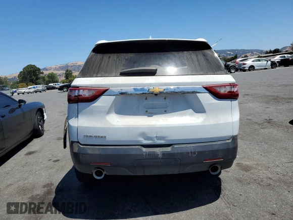 2018 Chevrolet Traverse LS with VIN 1GNERFKW3JJ256247, listed as a Copart auction lot 66108344 with 0 mi miles and Salvage Title. Bid and sale history available at carsss.com. Image 6.