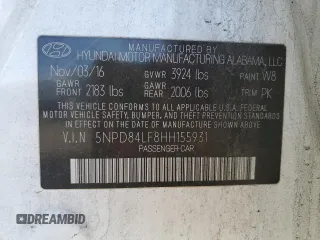 2017 Hyundai Elantra Limited with VIN 5NPD84LF8HH155931, listed as a Copart auction lot 48143025 with 95,254 mi miles and Salvage Title. Bid and sale history available at DreamBid. Image 12.