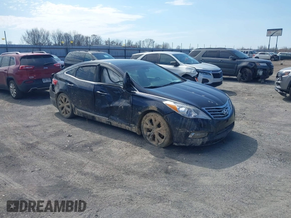 2013 Hyundai Azera with VIN KMHFH4JG6DA233205, listed as a IAAI auction lot 41643389 with 200,842 mi miles and . Bid and sale history available at carsss.com. Image 1.