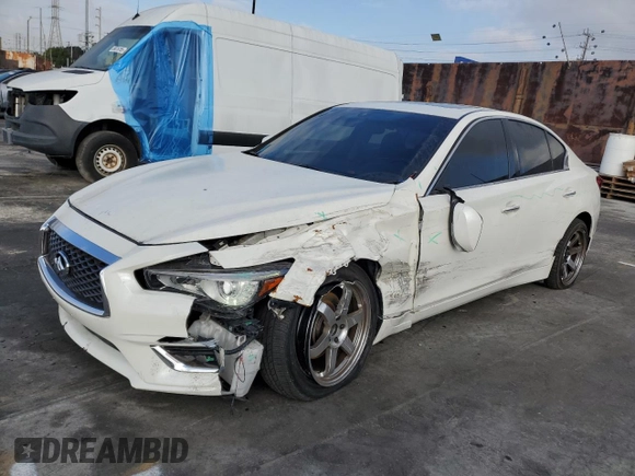 2018 Infiniti Q50 2.0t LUXE with VIN JN1CV7AP6JM240900, listed as a Copart auction lot 44648925 with 52,619 mi miles and Salvage Title. Bid and sale history available at carsss.com. Image 1.