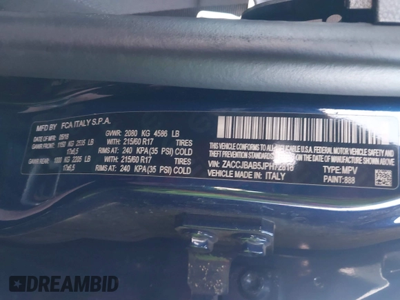 2018 Jeep Renegade Sport с VIN ZACCJBAB5JPH72818, выставлен на аукционе IAAI как лот 42136526 с пробегом 48 854 миль миль и . История ставок и продаж доступна на DreamBid. Изображение 9.
