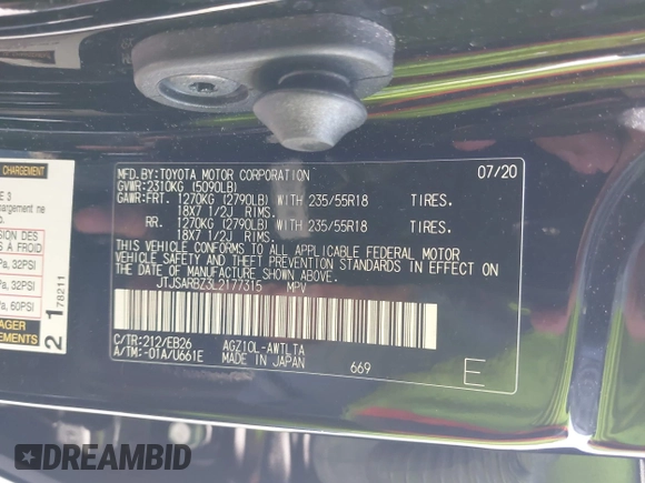 2020 Lexus NX 300 F Sport z VIN JTJSARBZ3L2177315, wystawiony jako IAAI lot #42297481 z przebiegiem 42 843 mil mil oraz . Historia ofert i sprzedaży dostępna na DreamBid. Obrazek 9.