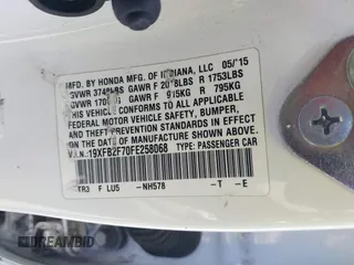 2015 Honda Civic Sedan SE with VIN 19XFB2F70FE258068, listed as a IAAI auction lot 41976430 with 129,246 mi miles. Bid and sale history available at carsss.com. Image 9.