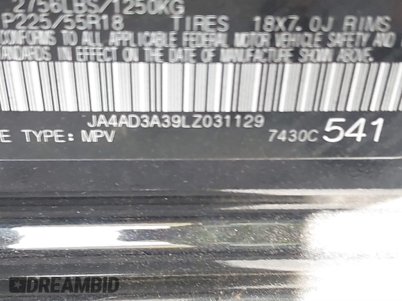 2020 Mitsubishi Outlander SE z VIN JA4AD3A39LZ031129, wystawiony jako IAAI lot #40262423 z przebiegiem 67 241 mil mil oraz . Historia ofert i sprzedaży dostępna na DreamBid. Obrazek 9.