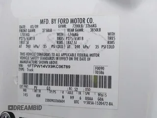 2009 Ford F-150 XL with VIN 1FTPW14VX9KC06789, listed as a IAAI auction lot 40664180 with 196,599 mi miles and . Bid and sale history available at DreamBid. Image 9.