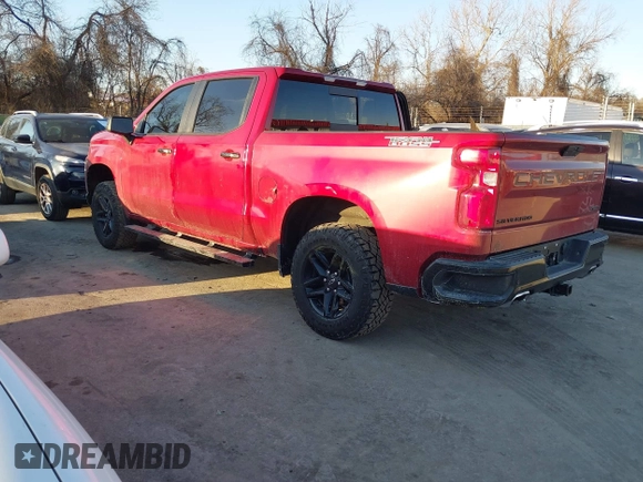 2021 Chevrolet Silverado 1500 LT Trail Boss with VIN 1GCPYFEL7MZ289974, listed as a IAAI auction lot 41415786 with 58,077 mi miles and . Bid and sale history available at DreamBid. Image 3.