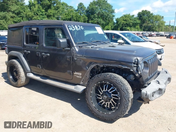 2018 Jeep Wrangler Unlimited Sport S с VIN 1C4HJXDN6JW277829, выставлен на аукционе IAAI как лот 42607187 с пробегом 107 461 миль миль и . История ставок и продаж доступна на DreamBid. Изображение 1.