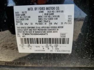 2022 Ford Explorer ST-Line with VIN 1FMSK7KH8NGA86473, listed as a Copart auction lot 48216885 with 61,412 mi miles and Salvage Title. Bid and sale history available at carsss.com. Image 14.