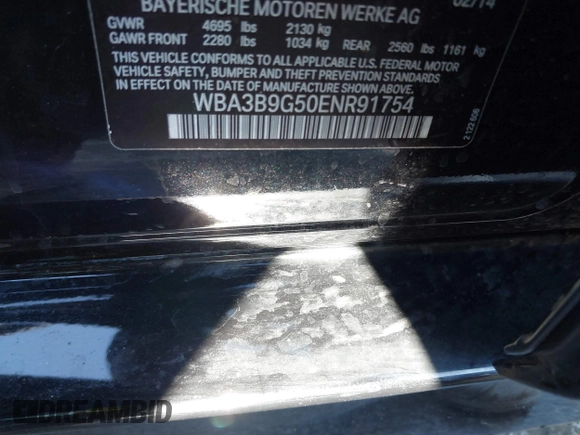 2014 BMW 3 Series 335i xDrive with VIN WBA3B9G50ENR91754, listed as a IAAI auction lot 41430306 with 127,313 mi miles and . Bid and sale history available at carsss.com. Image 9.