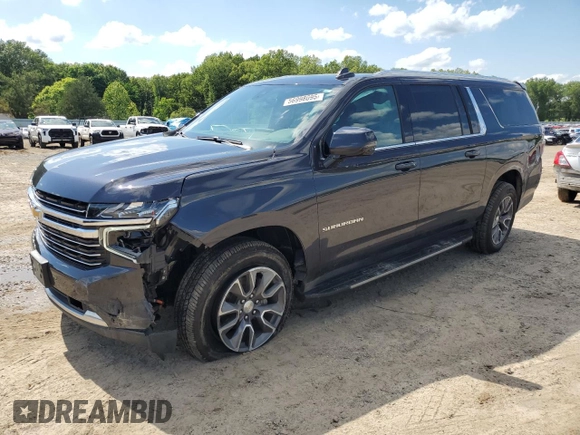 2022 Chevrolet Suburban LT z VIN 1GNSKCKT1NR288858, wystawiony jako Copart lot #56998095 z przebiegiem 96 859 mil mil oraz Szkoda całkowita • Salvage title. Historia ofert i sprzedaży dostępna na DreamBid. Obrazek 1.