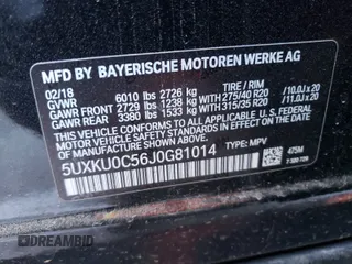 2018 BMW X6 sDrive35i with VIN 5UXKU0C56J0G81014, listed as a Copart auction lot 58932340 with 41,045 mi miles. Bid and sale history available at carsss.com. Image 10.