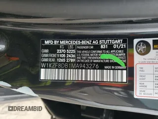 2021 Mercedes-Benz E-Class E 350 with VIN W1KZF8DB1MA943276, listed as a Copart auction lot 43835605 with 57,632 mi miles and Salvage Title. Bid and sale history available at carsss.com. Image 12.