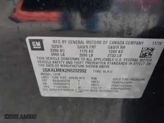2017 GMC Terrain SLE with VIN 2GKALMEK2H6232992, listed as a IAAI auction lot 42013979 with 85,311 mi miles. Bid and sale history available at carsss.com. Image 9.