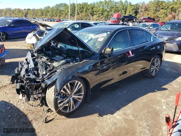 2021 Infiniti Q50 3.0t SENSORY with VIN JN1EV7CP0MM705956, listed as a Copart auction lot 84794454 with 0 mi miles and Salvage Title. Bid and sale history available at carsss.com. Image 1.