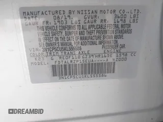 2019 Nissan Kicks S z VIN 3N1CP5CU5KL555586, wystawiony jako IAAI lot #42426743 z przebiegiem 122 015 mil mil oraz . Historia ofert i sprzedaży dostępna na DreamBid. Obrazek 9.