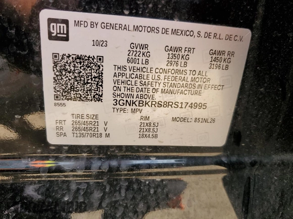 2024 Chevrolet Blazer RS with VIN 3GNKBKRS8RS174995, listed as a Copart auction lot 58234365 with 23,286 mi miles and Salvage title. Bid and sale history available at DreamBid. Image 14.