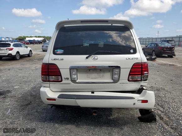 2007 Lexus LX 470 with VIN JTJHT00W774029347, listed as a Copart auction lot 72040134 with 164,386 mi miles and Salvage Title. Bid and sale history available at carsss.com. Image 6.
