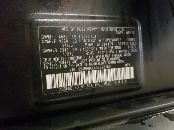 2013 Subaru Outback Premium with VIN 4S4BRBCC4D3320163, listed as a Copart auction lot 52894225 with 171,799 mi miles and Salvage Title. Bid and sale history available at carsss.com. Image 13.