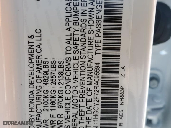 2024 Honda Accord Hybrid Sport-L with VIN 1HGCY2F72RA095594, listed as a Copart auction lot 41334445 with 7,362 mi miles and Salvage Title. Bid and sale history available at carsss.com. Image 14.