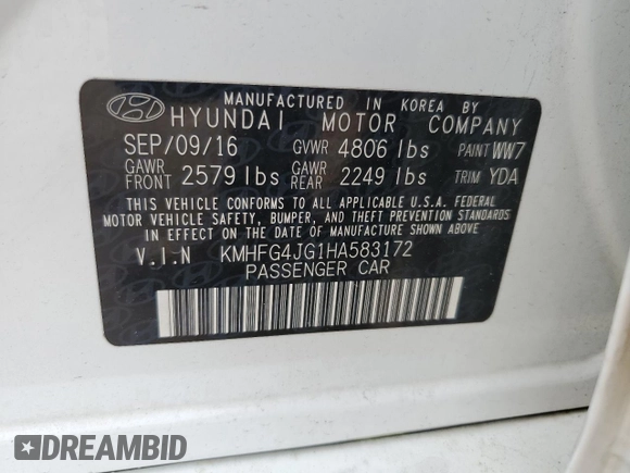 2017 Hyundai Azera z VIN KMHFG4JG1HA583172, wystawiony jako Copart lot #51074885 z przebiegiem 118 667 mil mil oraz Czysty tytuł • Clean title. Historia ofert i sprzedaży dostępna na DreamBid. Obrazek 12.