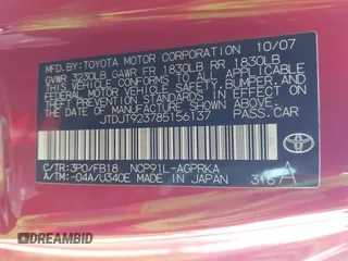 2008 Toyota Yaris с VIN JTDJT923785156137, выставлен на аукционе IAAI как лот 42002169 с пробегом 113 545 миль миль и . История ставок и продаж доступна на DreamBid. Изображение 9.