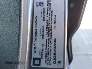 2014 Chevrolet Spark EV LT with VIN KL8CL6S04EC525405, listed as a Copart auction lot 46672285 with 87,898 mi miles and Salvage Title. Bid and sale history available at carsss.com. Image 12.