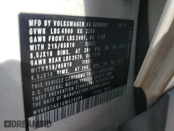 2016 Volkswagen Tiguan SE z VIN WVGBV7AX1GW528888, wystawiony jako Copart lot #59057125 z przebiegiem 143 688 mil mil oraz Czysty tytuł • Clean title. Historia ofert i sprzedaży dostępna na DreamBid. Obrazek 13.
