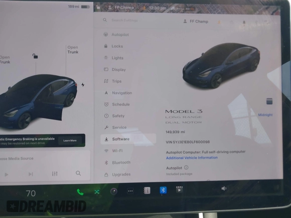 2020 Tesla Model 3 Long Range z VIN 5YJ3E1EB0LF600098, wystawiony jako IAAI lot #41071258 z przebiegiem 149 939 mil mil oraz . Historia ofert i sprzedaży dostępna na DreamBid. Obrazek 18.