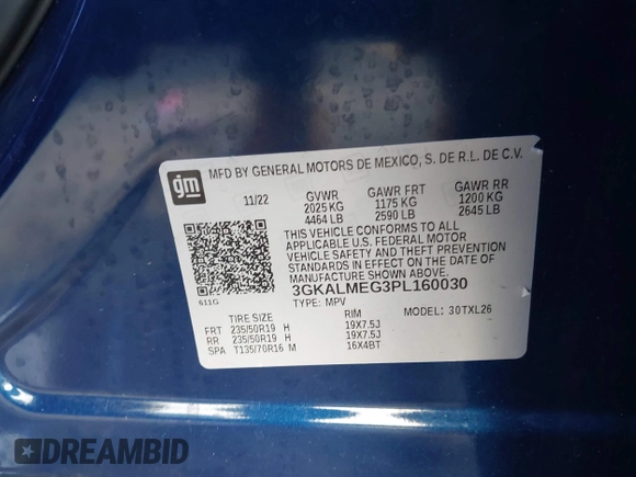 2023 GMC Terrain SLE with VIN 3GKALMEG3PL160030, listed as a IAAI auction lot 41531973 with 44,892 mi miles and . Bid and sale history available at DreamBid. Image 9.