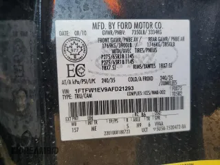 2010 Ford F-150 XL with VIN 1FTFW1EV9AFD21293, listed as a Copart auction lot 77943404 with 123,165 mi miles and Salvage title. Bid and sale history available at DreamBid. Image 14.
