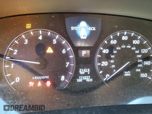 2008 Lexus LS 460 with VIN JTHBL46F185053614, listed as a Copart auction lot 46402145 with 174,227 mi miles and Salvage Title. Bid and sale history available at DreamBid. Image 9.