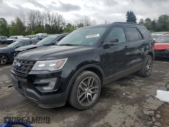 2017 Ford Explorer Sport with VIN 1FM5K8GT6HGE12579, listed as a Copart auction lot 54395055 with 59,955 mi miles and Salvage Title. Bid and sale history available at carsss.com. Image 1.