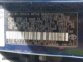 2007 Toyota Corolla CE with VIN 2T1BR32E37C736665, listed as a IAAI auction lot 42019761 with 189,001 mi miles. Bid and sale history available at carsss.com. Image 9.
