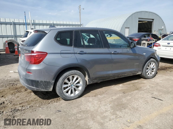 2013 BMW X3 xDrive28i with VIN 5UXWX9C57D0A20612, listed as a Copart auction lot 52385895 with 146,257 mi miles and Salvage Title. Bid and sale history available at DreamBid. Image 3.