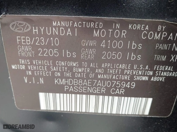 2010 Hyundai Elantra Touring GLS with VIN KMHDB8AE7AU075949, listed as a IAAI auction lot 41426249 with 231,611 mi miles. Bid and sale history available at carsss.com. Image 9.