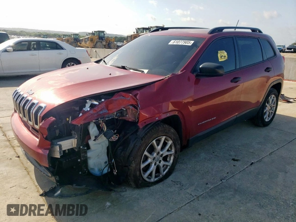 2016 Jeep Cherokee Sport with VIN 1C4PJLAB3GW287953, listed as a Copart auction lot 61077905 with 99,681 mi miles and Salvage title. Bid and sale history available at DreamBid. Image 1.