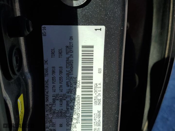2016 Toyota Tundra 2WD Truck SR5 with VIN 5TFRW5F1XGX203689, listed as a Copart auction lot 84635974 with 144,874 mi miles and Salvage Title. Bid and sale history available at carsss.com. Image 13.