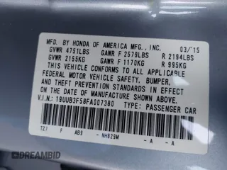 2015 Acura TLX Technology with VIN 19UUB3F58FA007380, listed as a IAAI auction lot 42163931 with Not provided miles and . Bid and sale history available at DreamBid. Image 9.