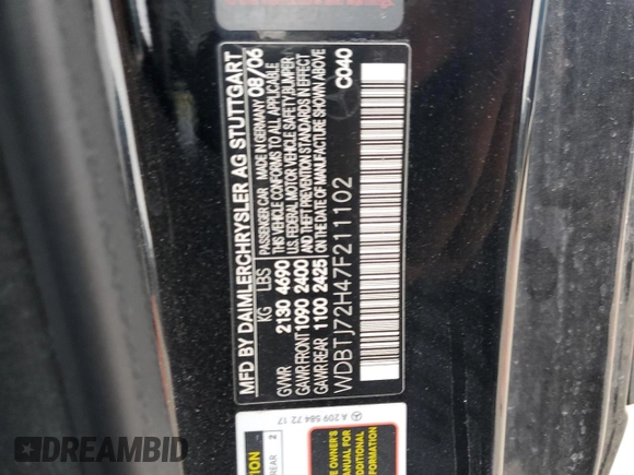 2007 Mercedes-Benz CLK-Class 5.5L with VIN WDBTJ72H47F211102, listed as a Copart auction lot 87902155 with 35,707 mi miles and Salvage Title. Bid and sale history available at carsss.com. Image 12.