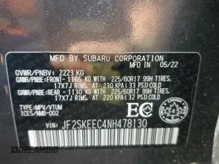 2022 Subaru Forester Touring with VIN JF2SKEEC4NH478130, listed as a Copart auction lot 59207115 with 60,705 mi miles and Salvage title. Bid and sale history available at DreamBid. Image 14.