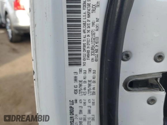 2014 Ram 2500 Tradesman with VIN 3C6UR5HJ1EG219271, listed as a Copart auction lot 84660754 with 244,123 mi miles and Clean Title. Bid and sale history available at carsss.com. Image 12.