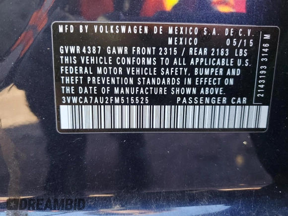 2015 Volkswagen Golf SportWagen TDI SEL with VIN 3VWCA7AU2FM515525, listed as a Copart auction lot 85730864 with 60,444 mi miles and Salvage Title. Bid and sale history available at carsss.com. Image 13.