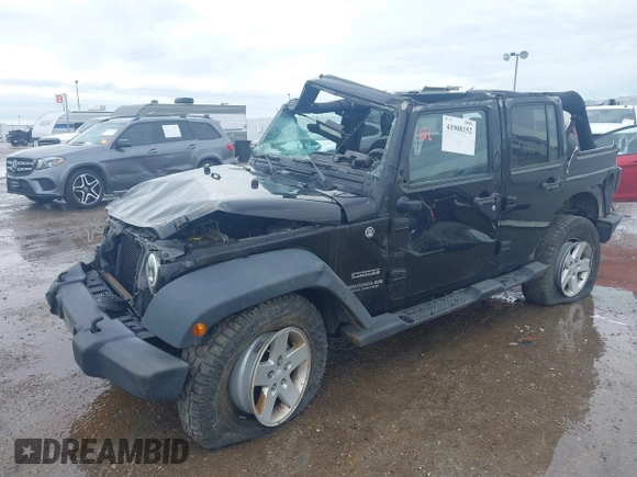 2014 Jeep Wrangler Unlimited Sport with VIN 1C4BJWDGXEL294965, listed as a IAAI auction lot 41908152 with 243,546 mi miles and . Bid and sale history available at DreamBid. Image 6.