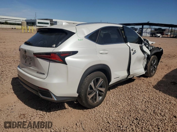 2021 Lexus NX 300h with VIN JTJGJRDZ6M5013303, listed as a Copart auction lot 58749335 with 25,676 mi miles and Salvage title. Bid and sale history available at DreamBid. Image 3.