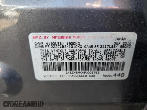 2011 Mitsubishi Lancer GTS with VIN JA32X8HWXBU009763, listed as a Copart auction lot 83205854 with 118,897 mi miles and Salvage Title. Bid and sale history available at carsss.com. Image 14.